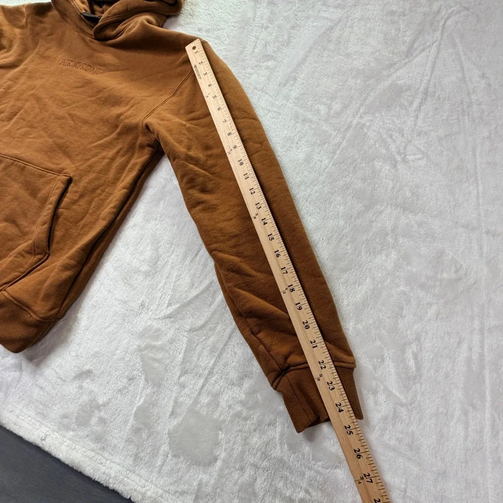 Air Jordan Wordmark Hoodie Brown Embroidered Logo French Terry Sweatshirt Small